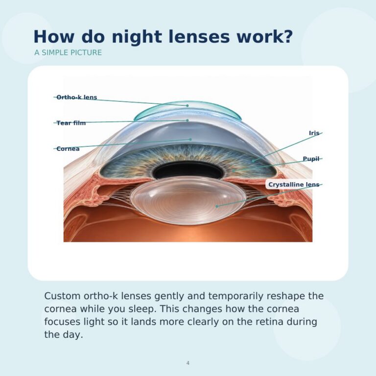 Page from the book showing how ortho-k night lenses rest on the cornea